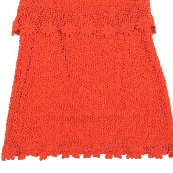 TOPSHOP Dress Floral Crochet Orange Lined V-Neck Mini Sleeveless Women's Size 4 - Picture 3 of 10